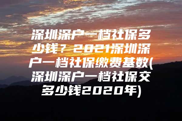 深圳深户一档社保多少钱？2021深圳深户一档社保缴费基数(深圳深户一档社保交多少钱2020年)