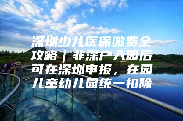 深圳少儿医保缴费全攻略｜非深户入园后可在深圳申报，在园儿童幼儿园统一扣除