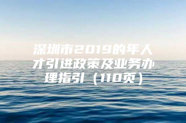 深圳市2019的年人才引进政策及业务办理指引（110页）