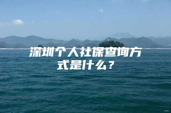 深圳个人社保查询方式是什么？