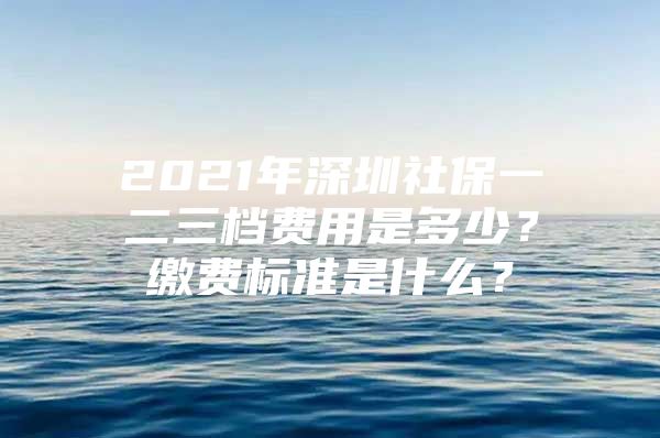 2021年深圳社保一二三档费用是多少？缴费标准是什么？