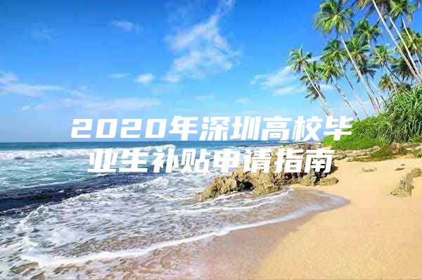 2020年深圳高校毕业生补贴申请指南