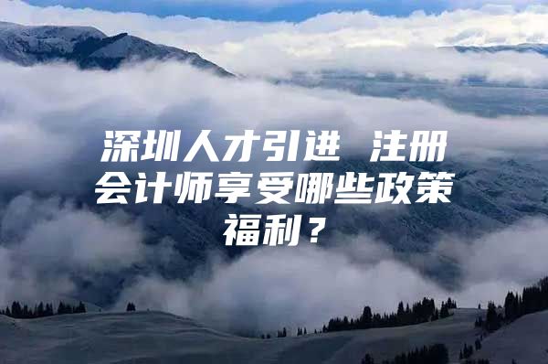 深圳人才引进 注册会计师享受哪些政策福利？