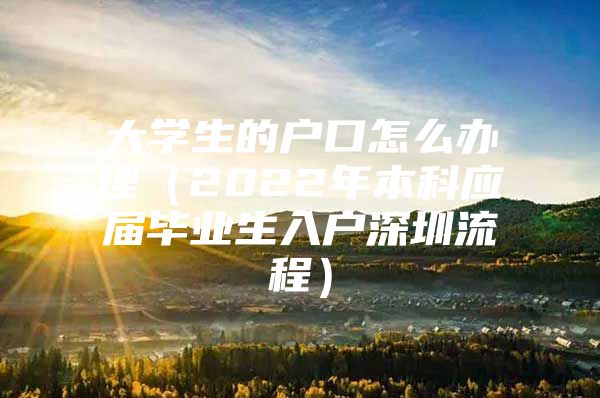 大学生的户口怎么办理（2022年本科应届毕业生入户深圳流程）