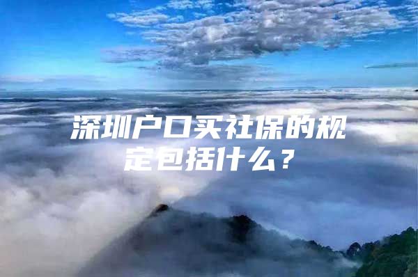 深圳户口买社保的规定包括什么？