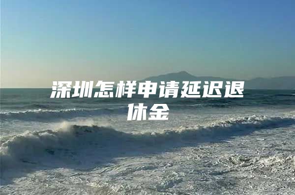 深圳怎样申请延迟退休金