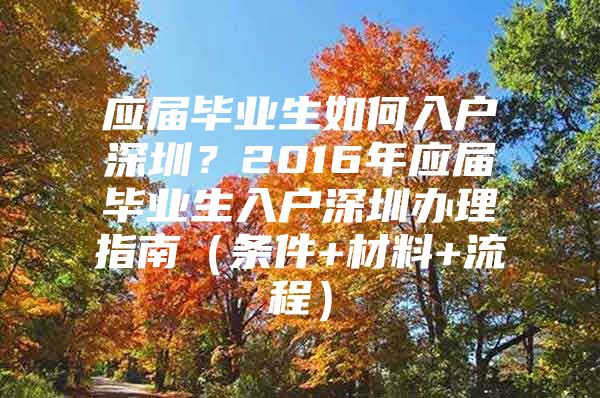 应届毕业生如何入户深圳？2016年应届毕业生入户深圳办理指南（条件+材料+流程）