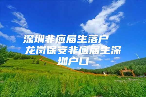 深圳非应届生落户  龙岗保安非应届生深圳户口