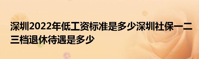 深圳2022年低工资标准是多少深圳社保一二三档退休待遇是多少