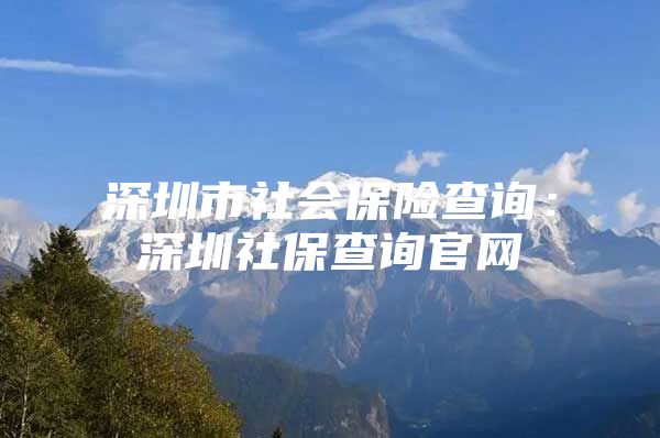 深圳市社会保险查询：深圳社保查询官网