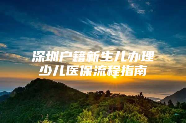 深圳户籍新生儿办理少儿医保流程指南