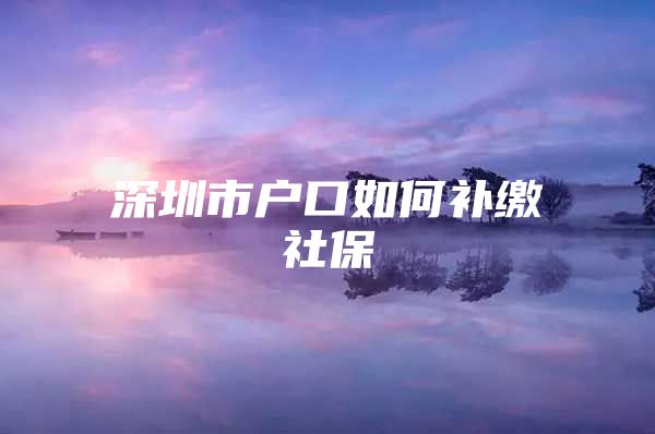 深圳市户口如何补缴社保