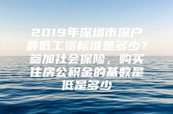 2019年深圳市深户最低工资标准是多少？参加社会保险，购买住房公积金的基数是低是多少