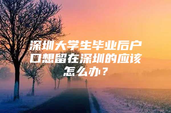 深圳大学生毕业后户口想留在深圳的应该怎么办？