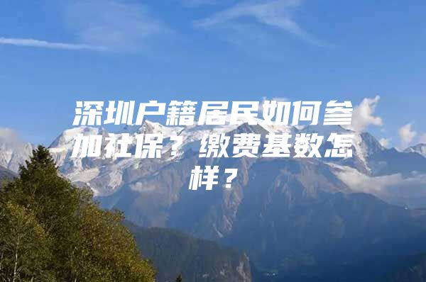 深圳户籍居民如何参加社保？缴费基数怎样？