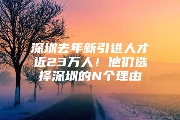 深圳去年新引进人才近23万人！他们选择深圳的N个理由