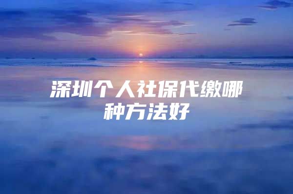 深圳个人社保代缴哪种方法好